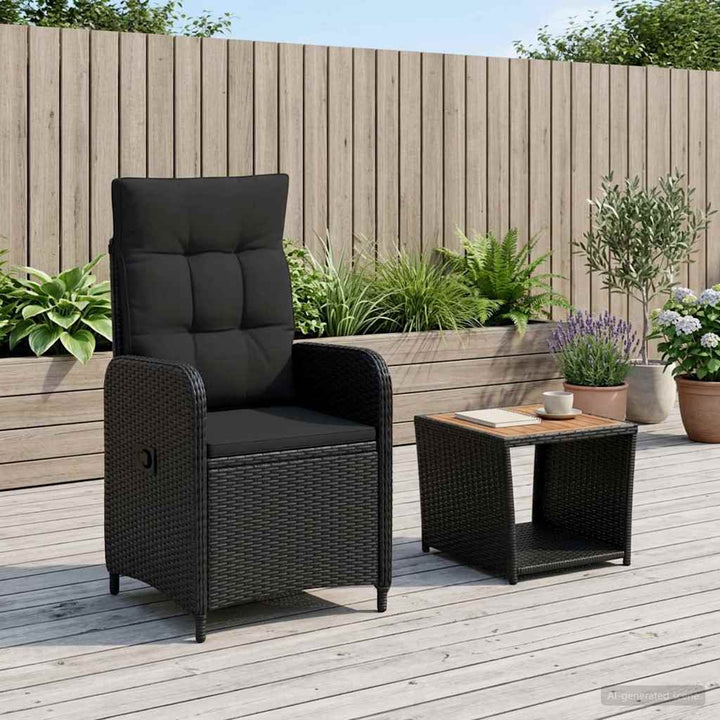 Have lounge sæt 2 stk. Sort PE rattan og pulverlakeret stål