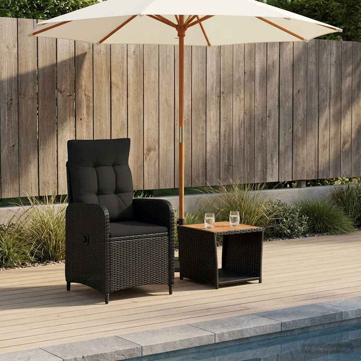 Have lounge sæt 2 stk. Sort PE rattan og pulverlakeret stål