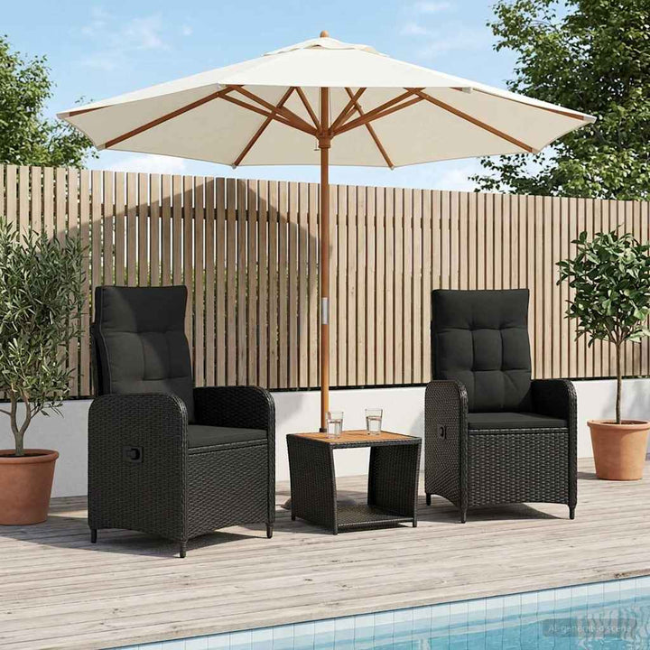 Have lounge sæt 3 stk. Sort PE rattan og pulverlakeret stål