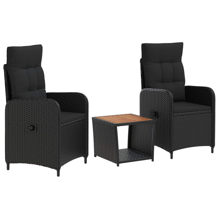 Have lounge sæt 3 stk. Sort PE rattan og pulverlakeret stål