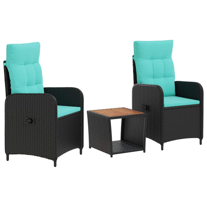 Have lounge sæt 3 stk. PE rattan og pulverlakeret stål