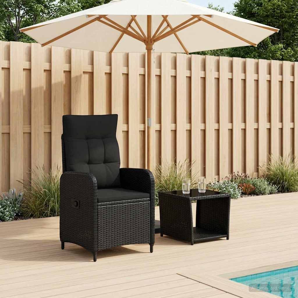 Have lounge sæt 2 stk. Sort PE rattan og pulverlakeret stål
