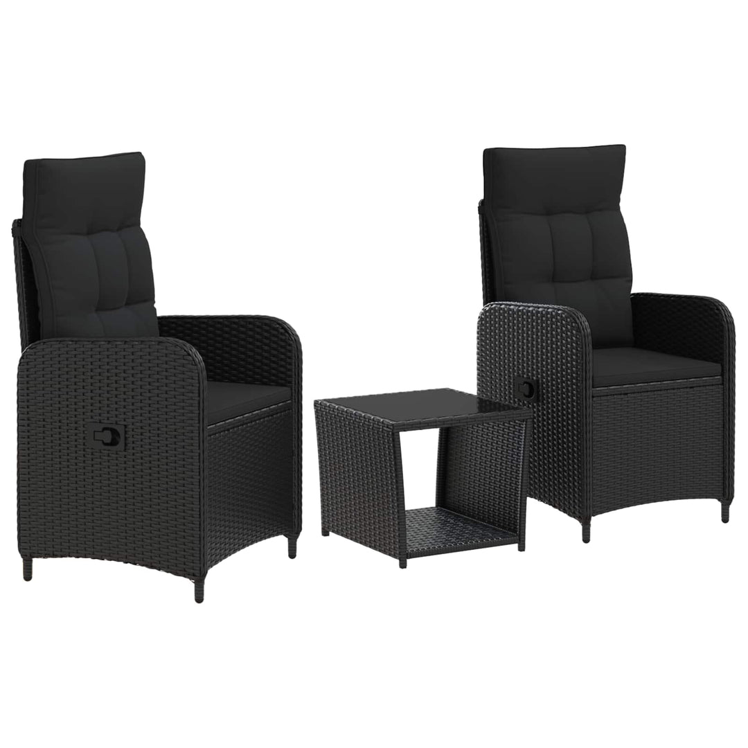 Have lounge sæt 3 stk. Sort PE rattan og pulverlakeret stål
