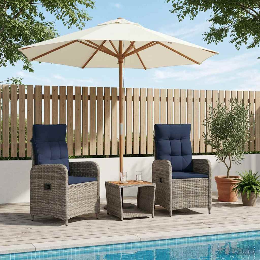 Have lounge sæt 3 stk. PE rattan og pulverlakeret stål