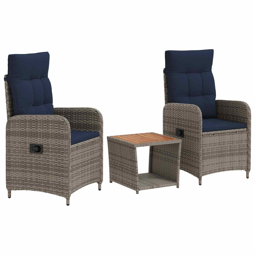 Have lounge sæt 3 stk. PE rattan og pulverlakeret stål