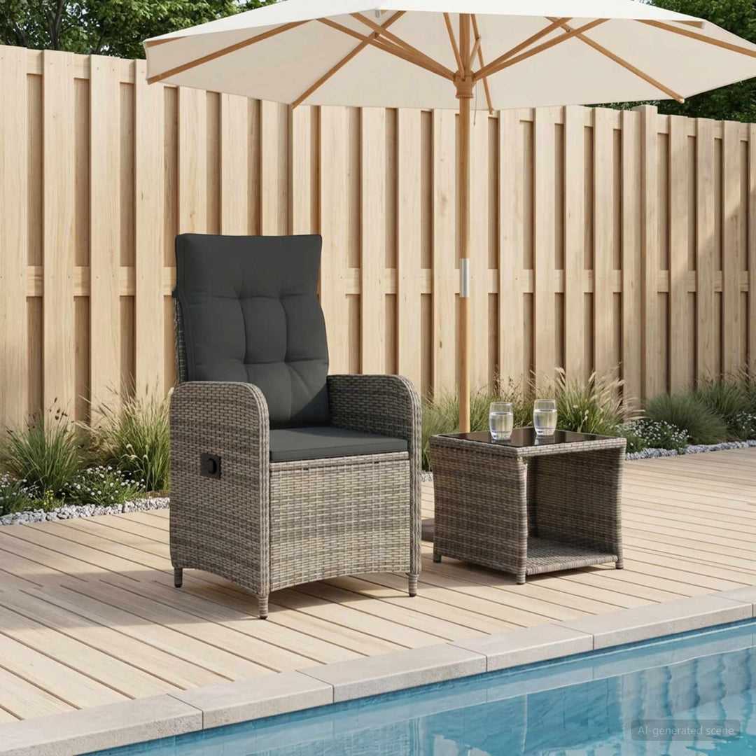 Have lounge sæt 2 stk. Grå og Mørkegrå Poly Rattan og Glas