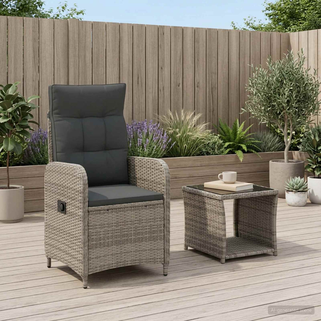 Have lounge sæt 2 stk. Grå og Mørkegrå Poly Rattan og Glas