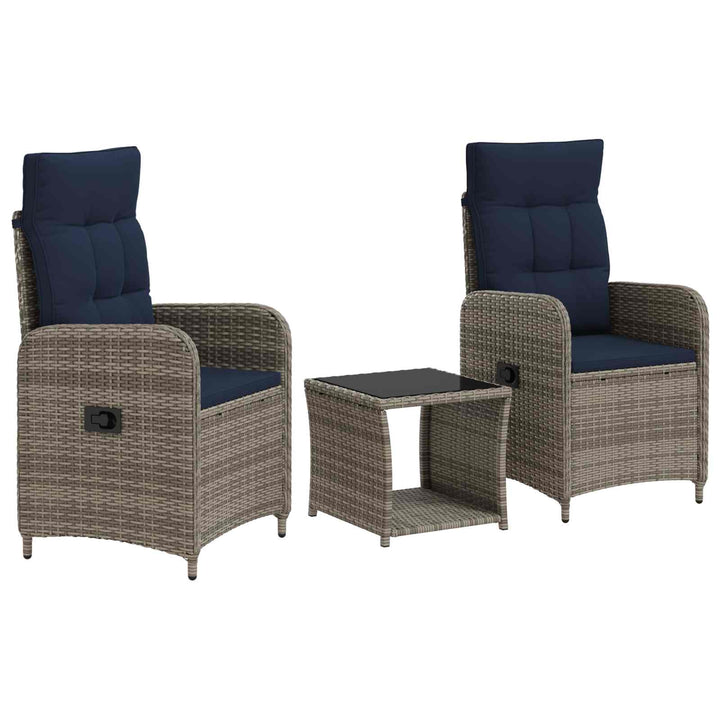 Have lounge sæt 3 stk. PE rattan og pulverlakeret stål