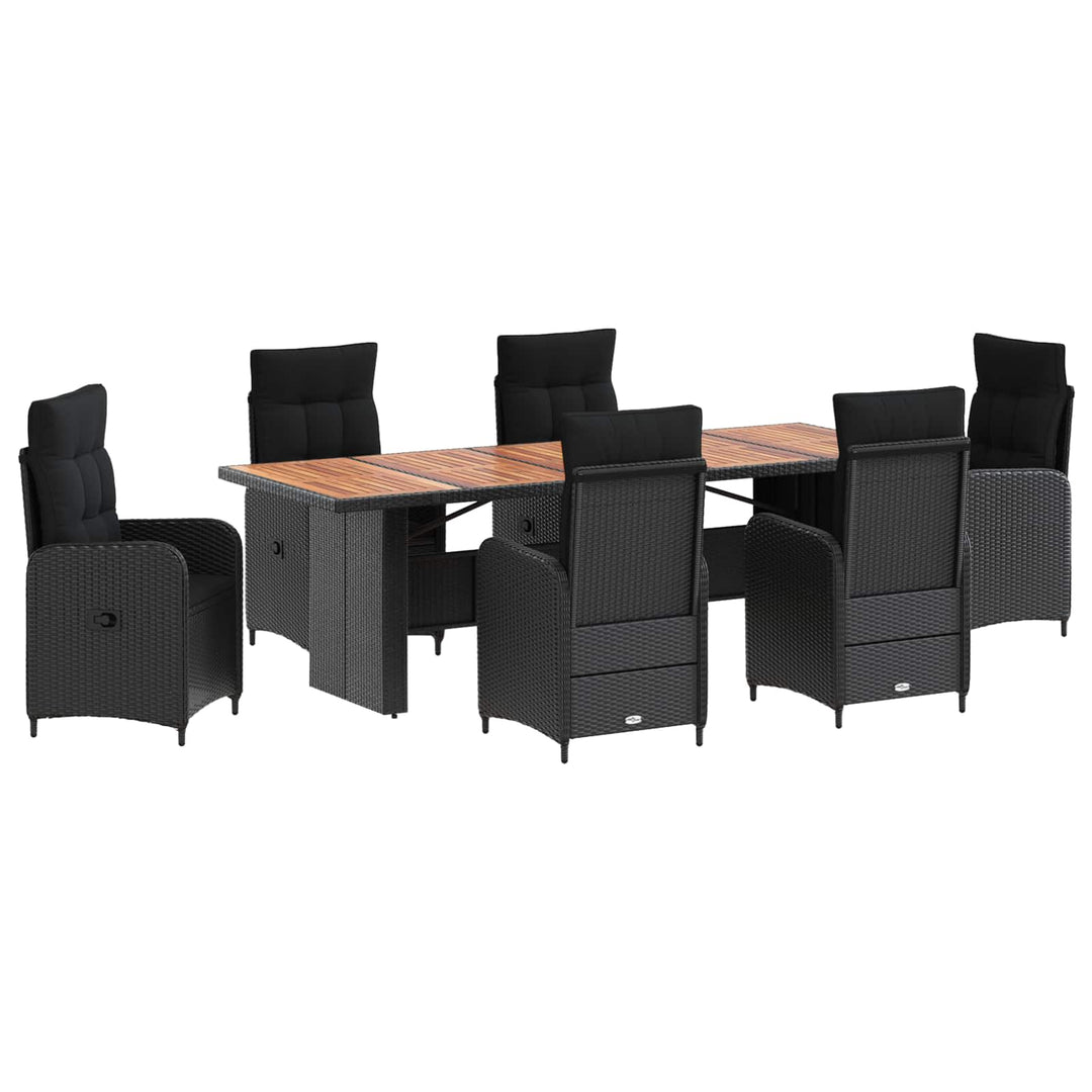 Udendørs spise sæt 7 stk. Sort polyrattan