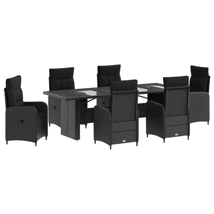 Udendørs spise sæt 7 stk. Sort polyrattan