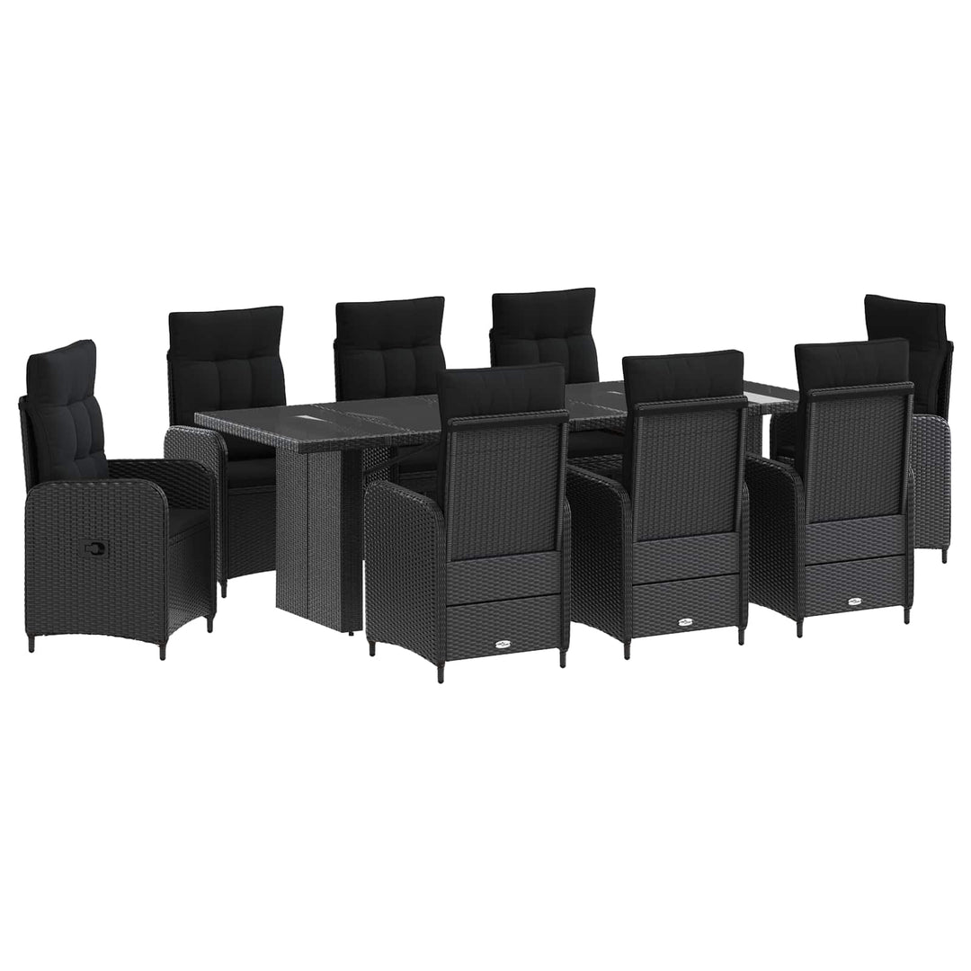 Udendørs spise sæt 9 stk. Sort polyrattan
