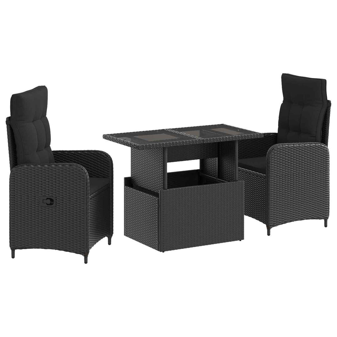 Udendørs spise sæt 3 stk. Sort polyrattan