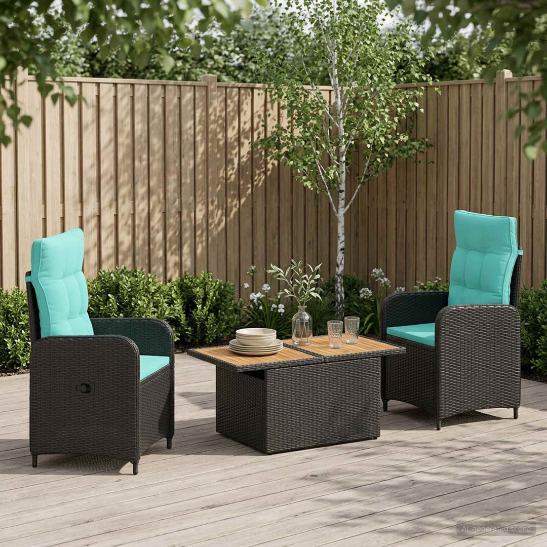 Udendørs spise sæt 3 stk. polyrattan