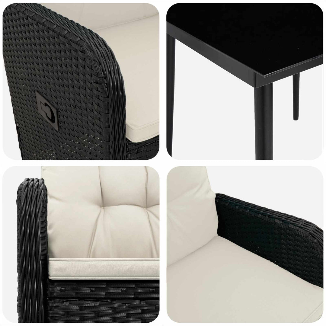 Sofa Bord Sæt 5 stk. Sort og Cremehvid