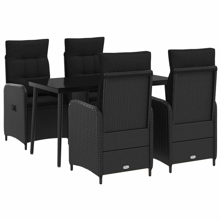 Sofa Bord Sæt 5 stk. Sort PE rattan og pulverlakeret stål