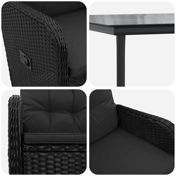 Sofa Bord Sæt 5 stk. PE rattan og pulverlakeret stål