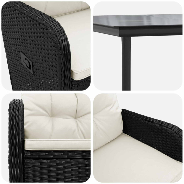 Sofa Bord Sæt 5 stk. PE rattan og pulverlakeret stål