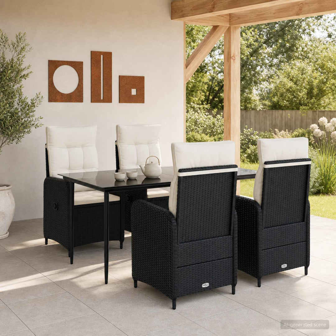 Sofa Bord Sæt 5 stk. PE rattan og pulverlakeret stål
