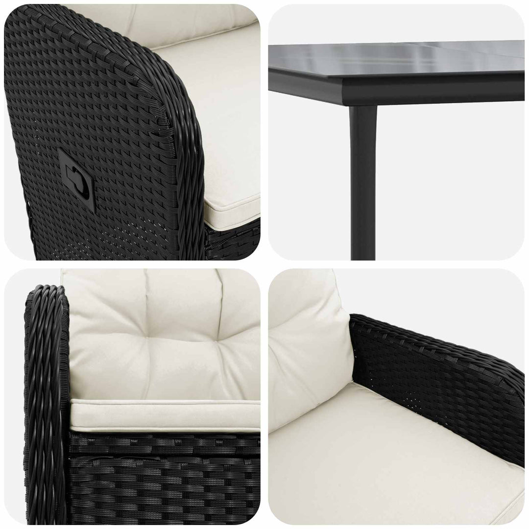 Sofa Bord Sæt 7 stk. PE rattan og pulverlakeret stål