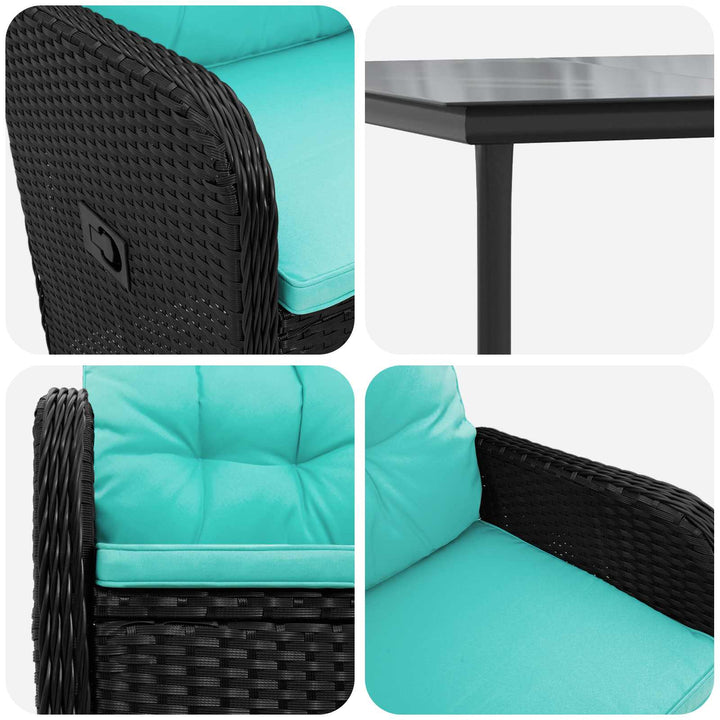 Sofa Bord Sæt 7 stk. PE rattan og pulverlakeret stål