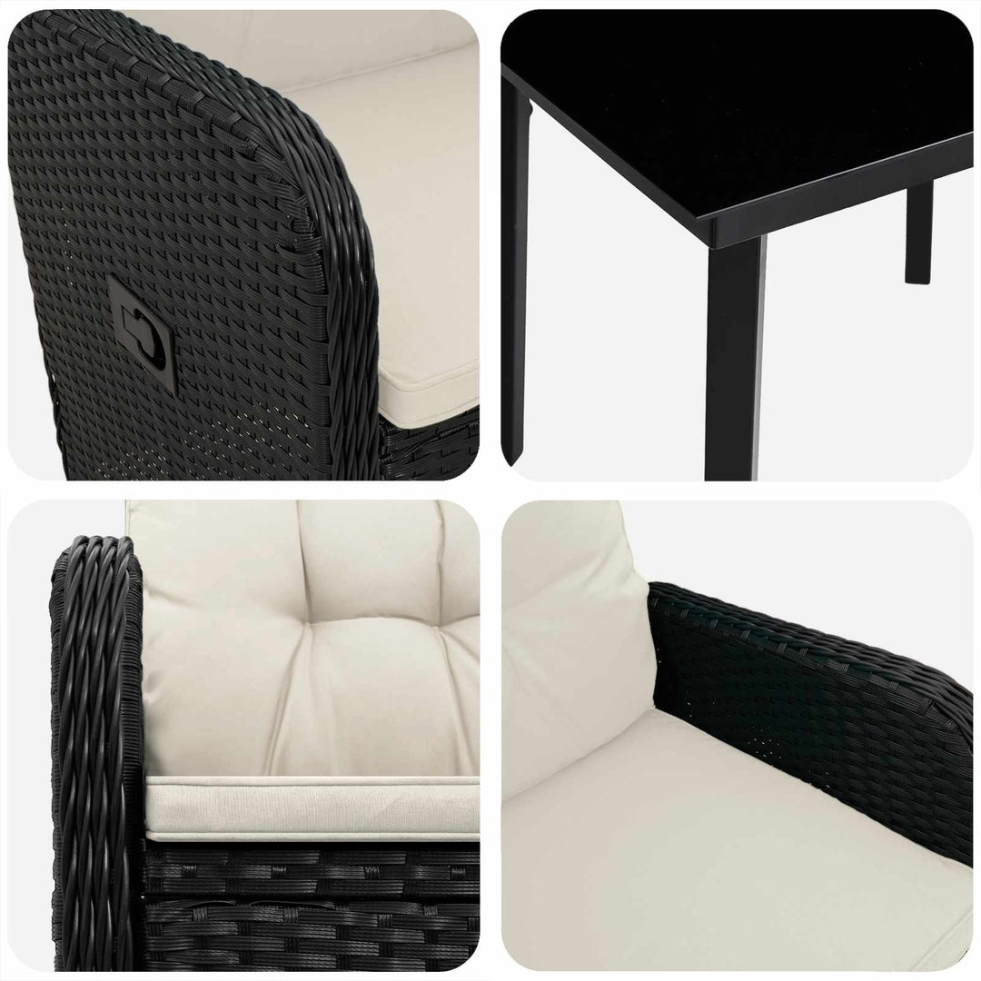 Sofa Bord Sæt 5 stk. Sort og Cremehvid