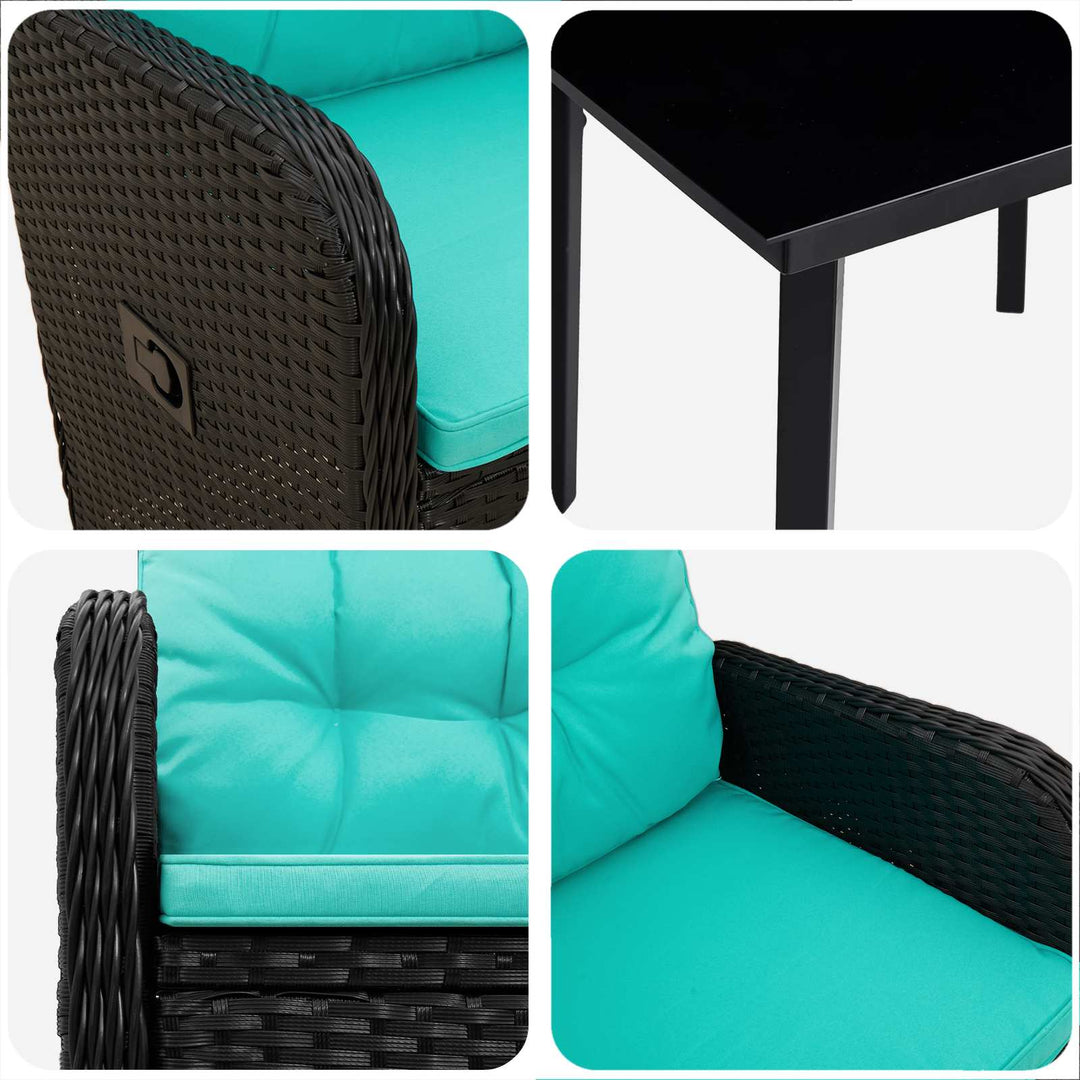 Sofa Bord Sæt 5 stk. PE rattan og pulverlakeret stål