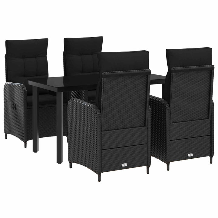 Sofa Bord Sæt 5 stk. Sort PE rattan og pulverlakeret stål