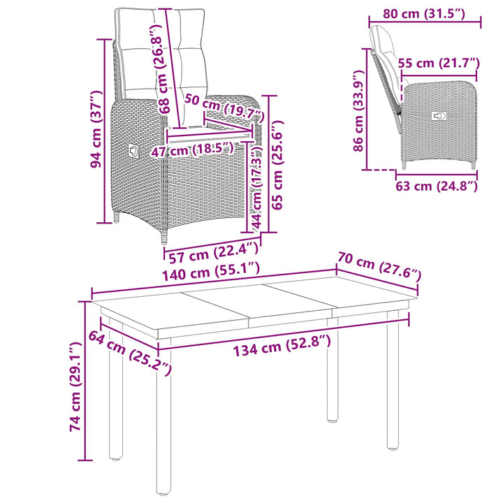 Sofa Bord Sæt 7 stk. Sort og Cremehvid