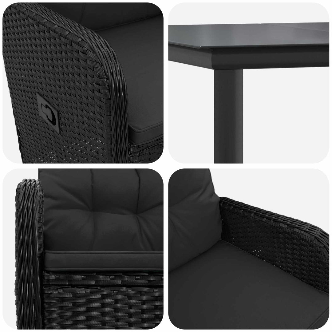 Sofa Bord Sæt 7 stk. PE rattan og pulverlakeret stål