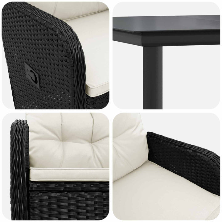 Sofa Bord Sæt 5 stk. PE rattan og pulverlakeret stål