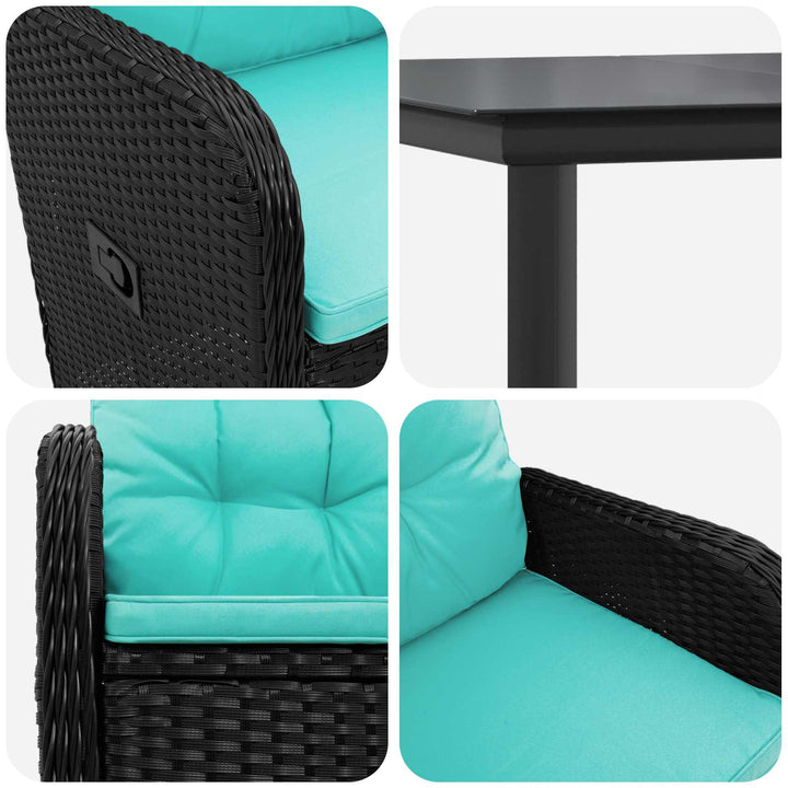 Sofa Bord Sæt 7 stk. PE rattan og pulverlakeret stål