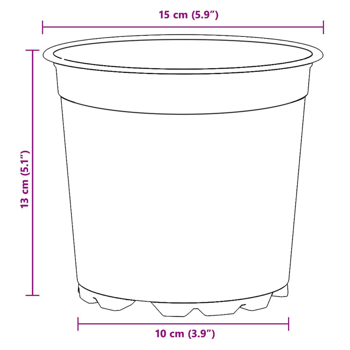Rund Blomsterpotte 100 stk. Sort Ø 15 x 13 cm Plastik
