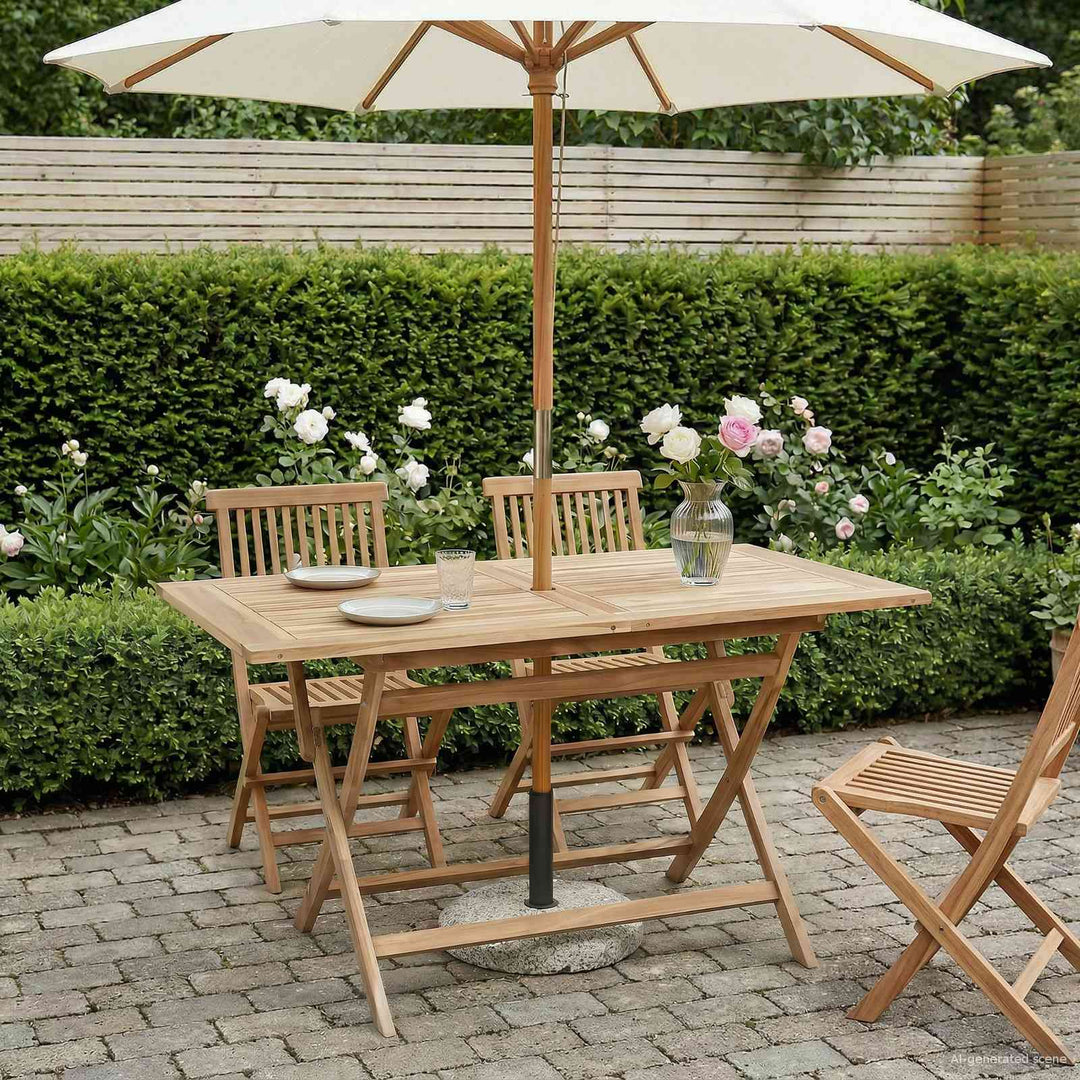 Sammenklappeligt havebord Naturfarvet 120 x 70 x 75,5 cm