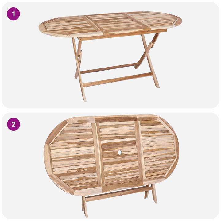 Sammenklappeligt havebord Naturfarvet 160 x 80 x 76 cm