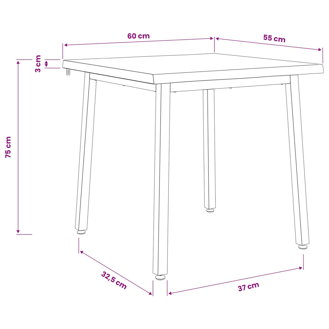 60 x 55 x 75 cm Massivt Akacietræ Hvid og sort Rektangulær