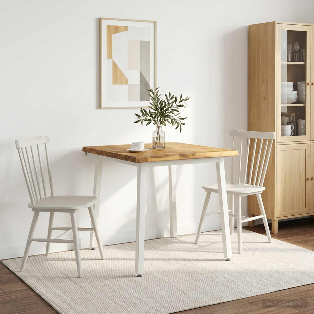 60 x 55 x 75 cm Massivt Akacietræ Hvid Rektangulær