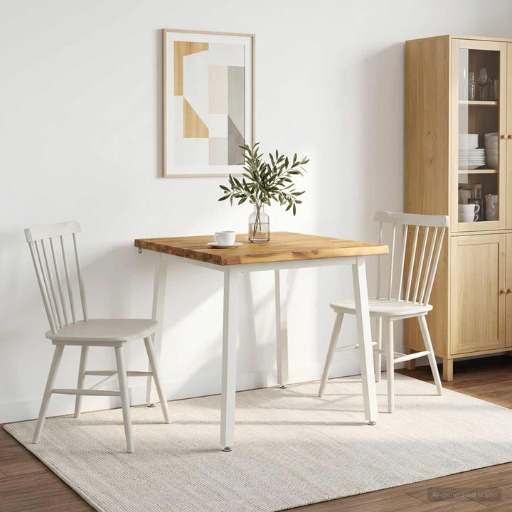60 x 55 x 75 cm Massivt Akacietræ Hvid Rektangulær