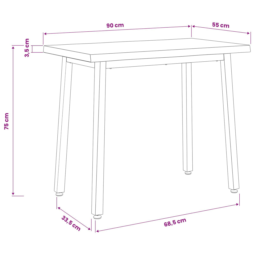 90 x 55 x 75 cm Massivt Akacietræ Mørkebrun og Sort Rektangulær