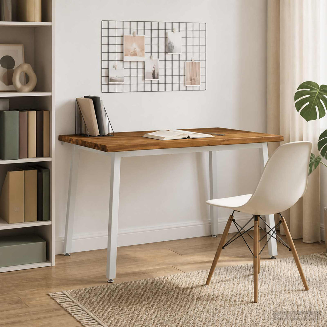 110 x 55 x 75 cm Massivt Akacietræ Natur og hvid Rektangulær