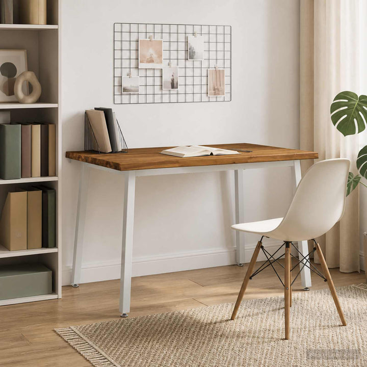 110 x 55 x 75 cm Massivt Akacietræ Natur og hvid Rektangulær