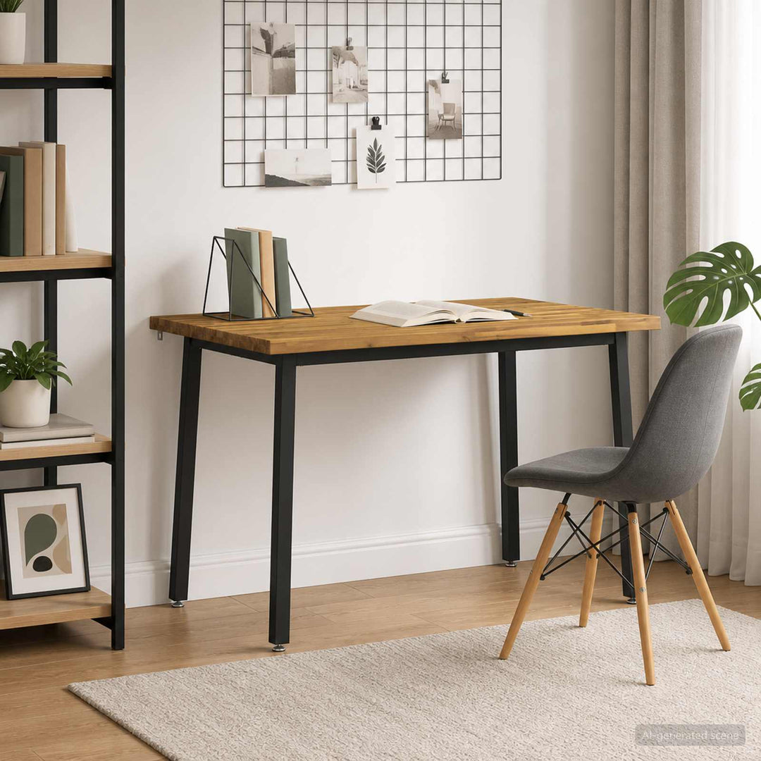 110 x 55 x 75 cm Massivt Akacietræ Hvid og sort Rektangulær
