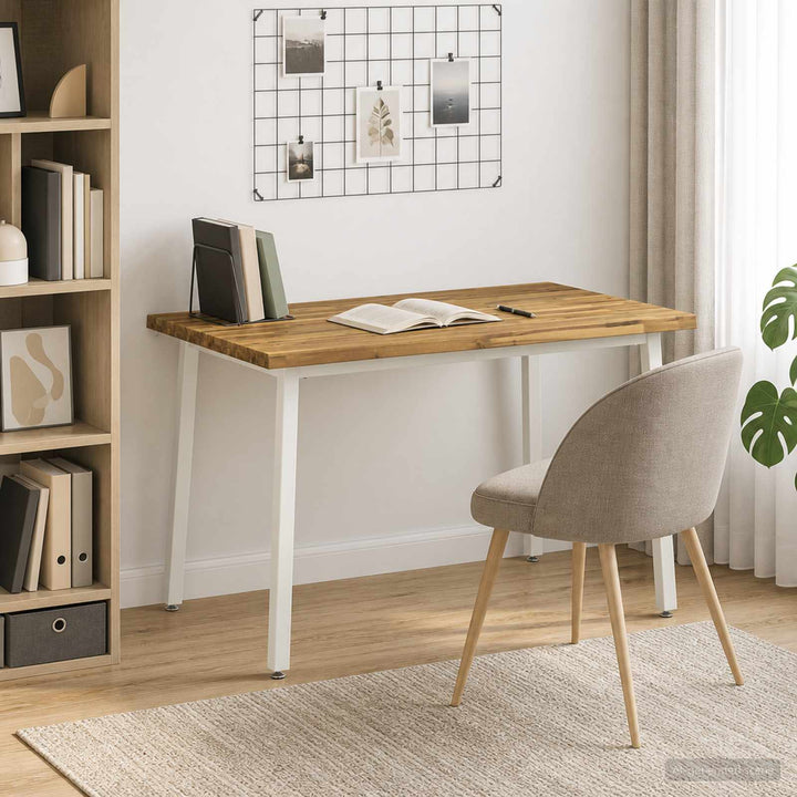 110 x 55 x 75 cm Massivt Akacietræ Hvid Rektangulær