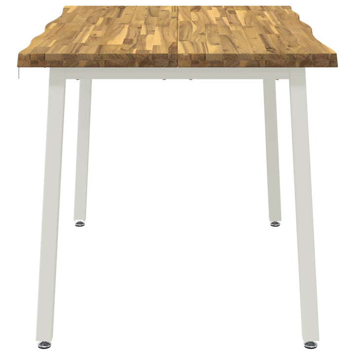 90 x 55 x 75 cm Massivt Akacietræ Hvid Rektangulær