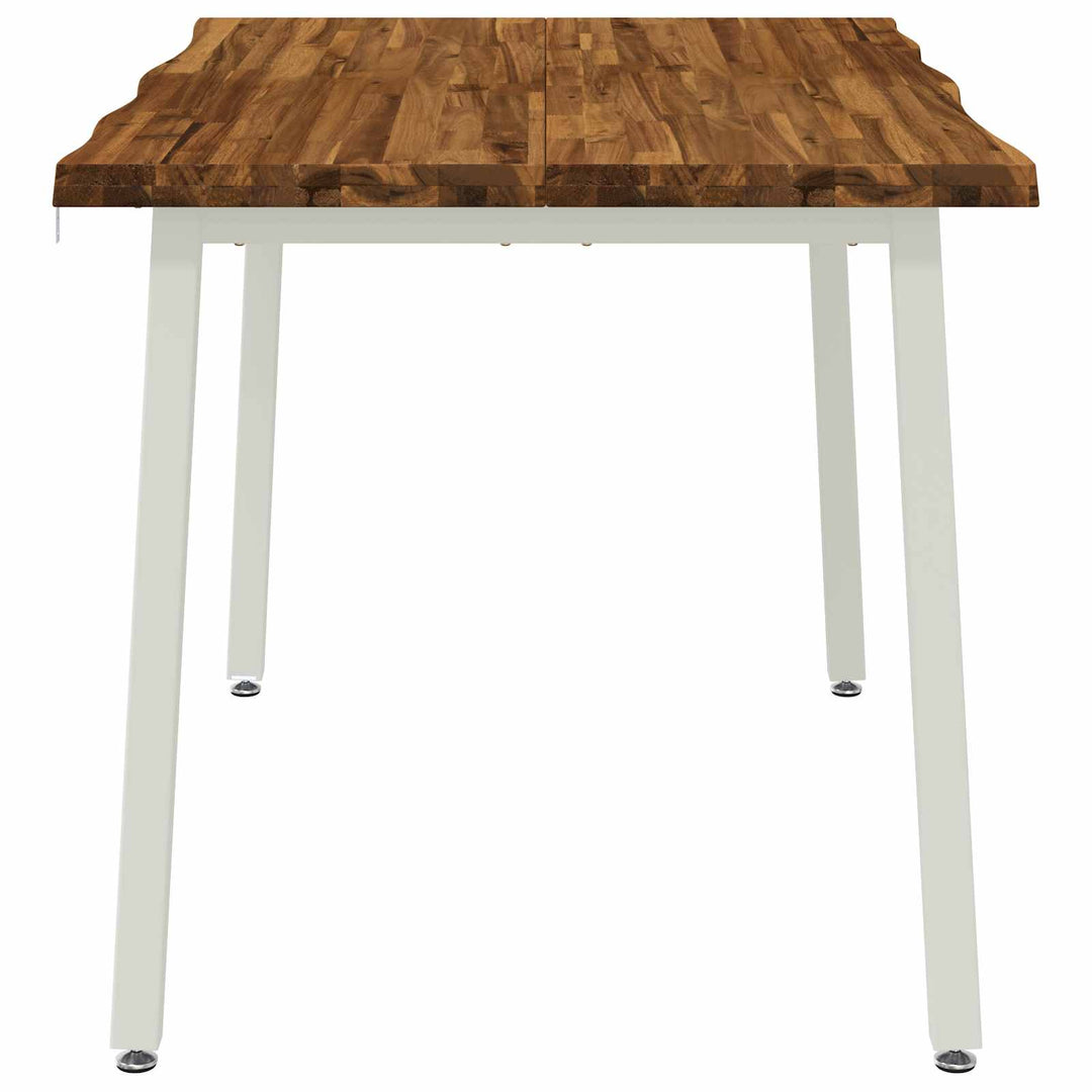 110 x 55 x 75 cm Massivt Akacietræ Natur og hvid Rektangulær