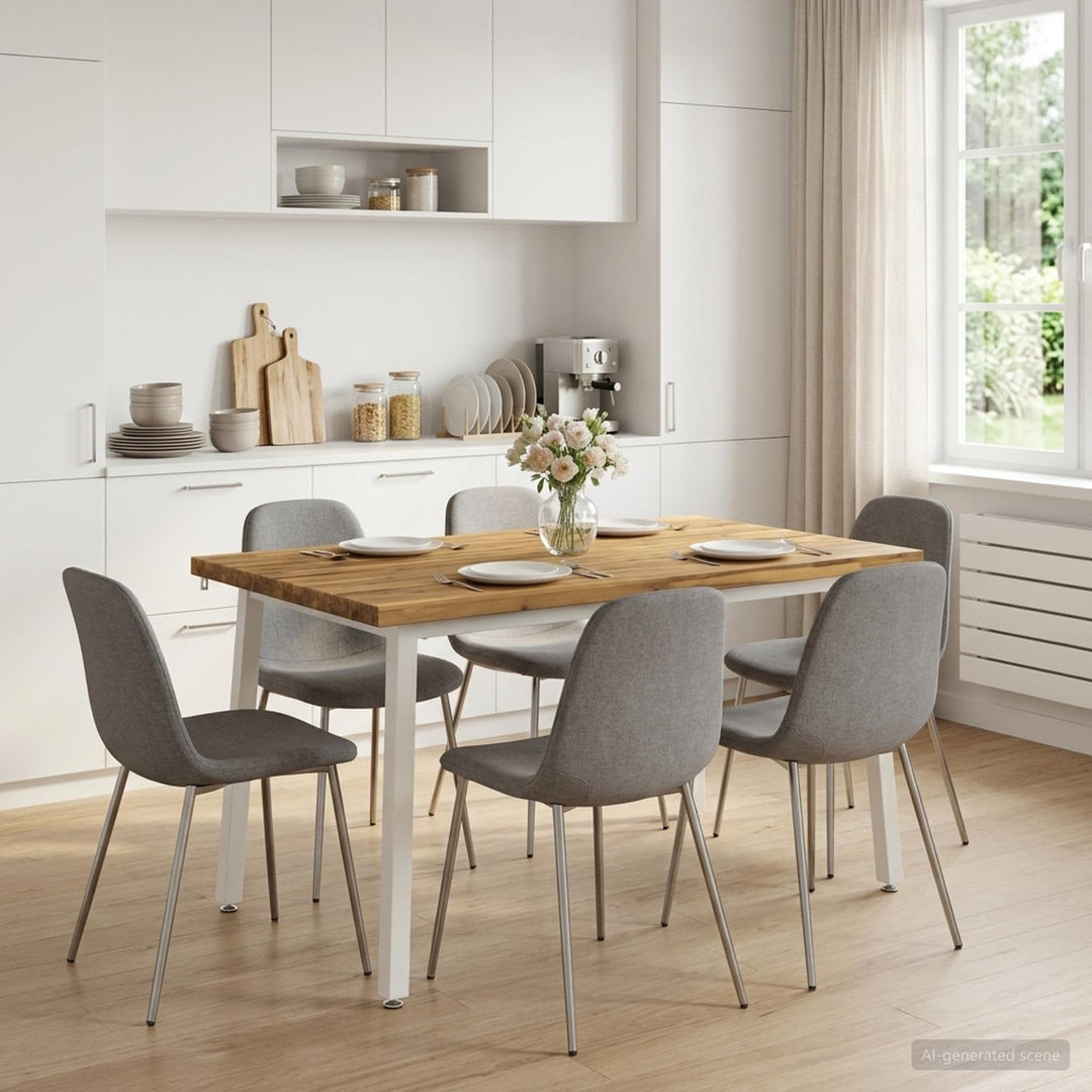 120 x 70 x 75 cm Massivt Akacietræ Hvid Rektangulær