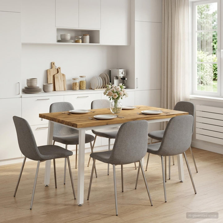120 x 90 x 75 cm Massivt Akacietræ Hvid Rektangulær