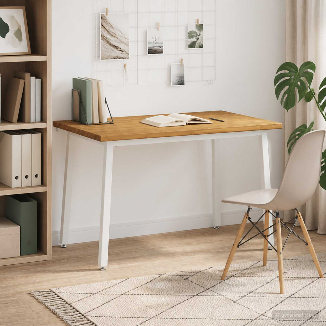 120 x 70 x 75 cm Massivt Akacietræ Hvid Rektangulær