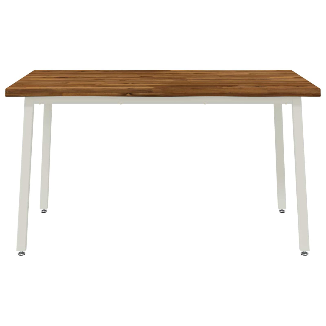 140 x 80 x 75 cm Massivt Akacietræ Natur og hvid Rektangulær