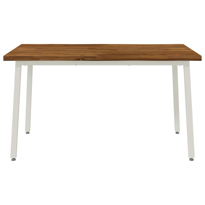 140 x 80 x 75 cm Massivt Akacietræ Natur og hvid Rektangulær