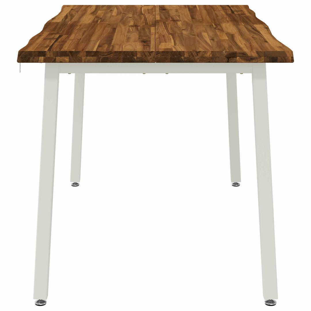 140 x 80 x 75 cm Massivt Akacietræ Natur og hvid Rektangulær